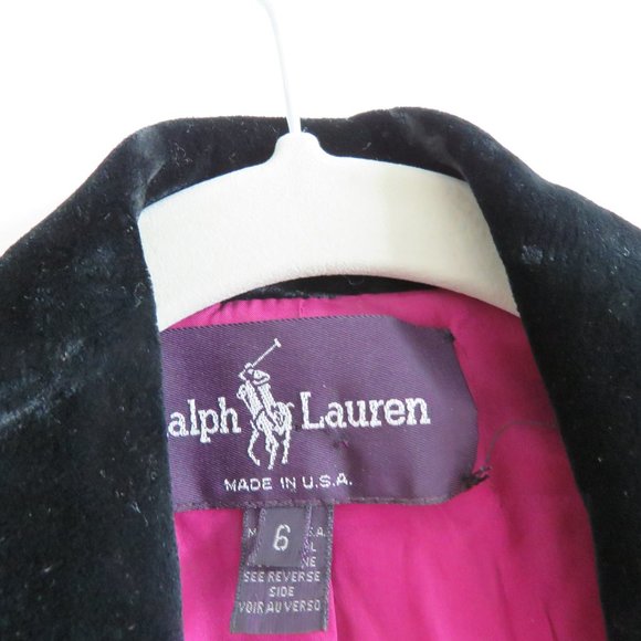 VINTAGE RALPH LAUREN Purple Label 100% Wool Purple Velvet Collar Coat Size 6 - Picture 5 of 15